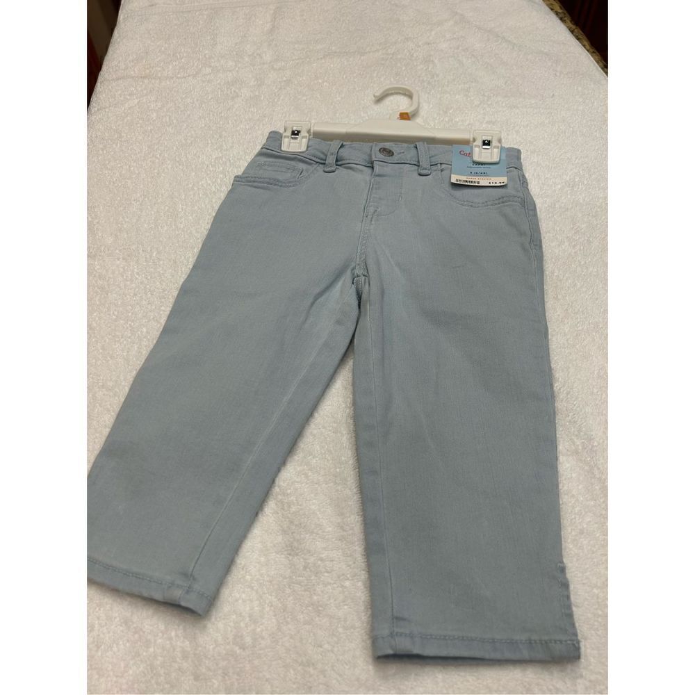 NWT Cat & Jack large light blue cropped Capri 5 pocket jeans